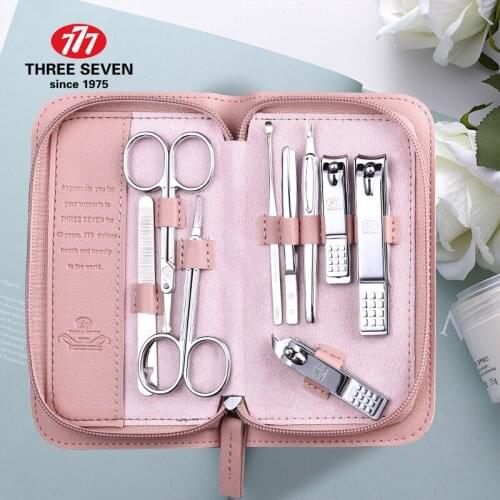 THREE SEVEN/777 Stainless Steel Professional Nail Clippers Set 9 in 1 Manicure Tools Nail Art Grooming Kit Portable Cleaning Kit