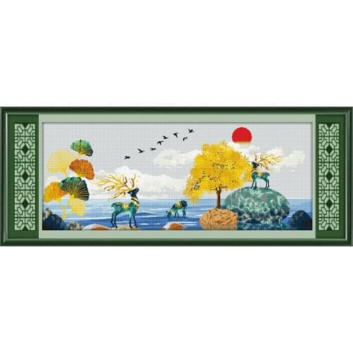 Large pattern cross stitch, landscape style DIY Embroidery set Cross Stitch Kits Needlework Craft Set Printed Canvas Home Decor