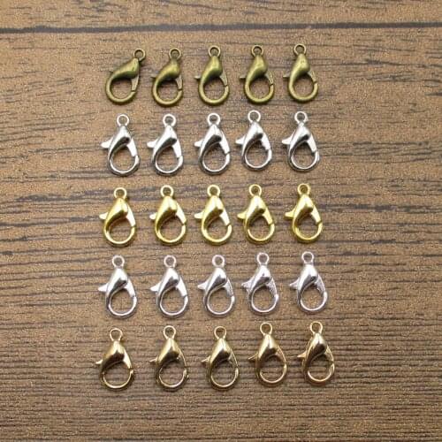 Wholesale Alloy Metal Lobster Clasp 60PCS/Lot 12×7mm DIY Handmade Jewelry Craft Chain Ending Connector 5 Colors Available-GS001