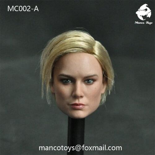 In Stock MC002 1/6 Brie Larson Female Head Sculpt Long Curly Yellow Hair for 12''Action Figures Bodies Accessories