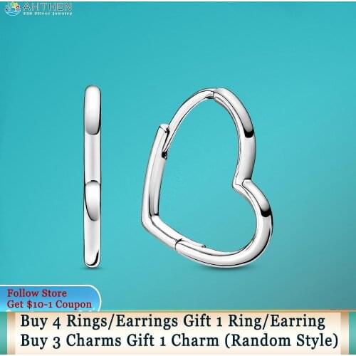 Ahthen 925 Sterling Silver Stud Earrings Asymmetrical Heart Earrings Cubic Zirconia Statement Stud Earrings Women Earrings