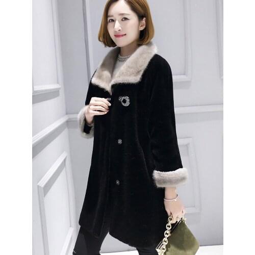 Sheep Shearling Winter Jacket Women Clothes 2020 real Mink Fur Collar 100% Wool Coat Female Long Jackets MY4179