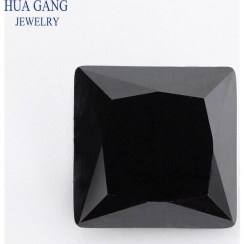 1.5x1.5~14x14mm 5A Black Square Shape Princess Cut CZ Stone Synthetic Gems Cubic Zirconia For Jewelry