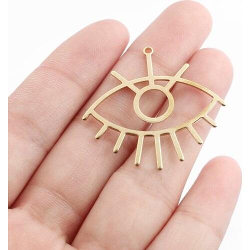 10pcs Raw Brass Hollow Open Wise Turkish Eyes Charms Pendant For Necklace Earring Women Jewelry Making Findings