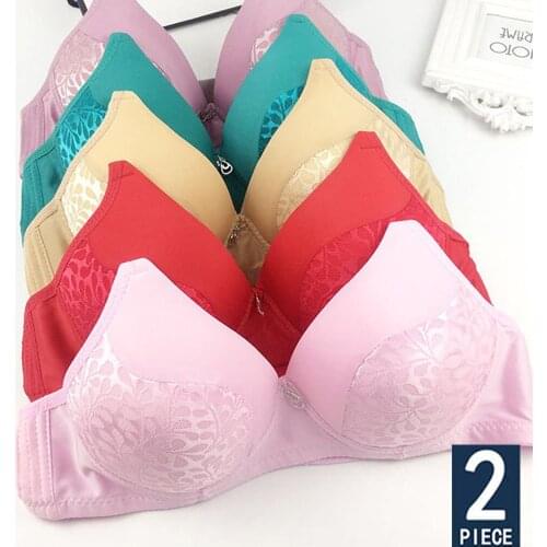 2 Pcs 8 Color Women Sexy Lingerie Support Push Up Bra Cotton Padded Bralette Cozy Wireless Bras Female Underwear