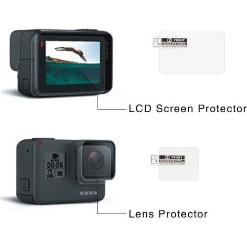 2 pcs / lot for gopro Hero5 tempered Glass for GoPro Hero5 HD film LCD Screen display protector Lens for cameras protective Film