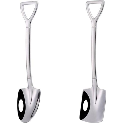 2PCS Stainless Steel Iron Shovel Spoon Coffee Ice Cream Spoon Engineering Shovel Retro Cute Square Head Spoon Kitchen Gadget