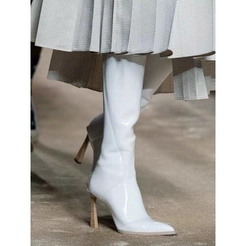 2021 New Fashion Knee-high Boots Women Pointed Toe High Heels Winter Shoes Women Botines Mujer Autumn Party Zapatos De Mujer