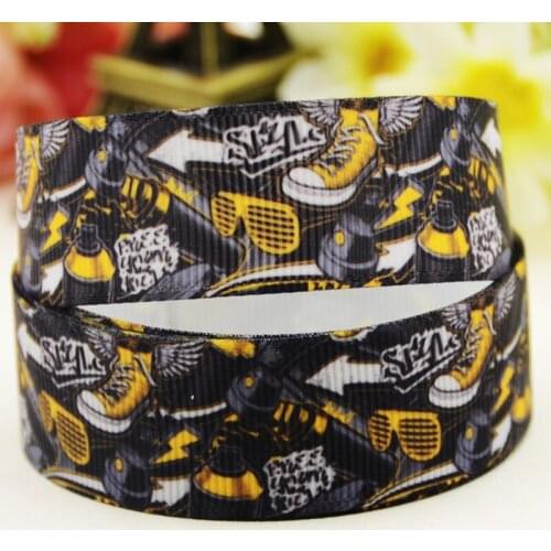 22mm 25mm 38mm 75mm Shoes Cartoon pattern printed Grosgrain Ribbon party decoration 10 Yards X-04165