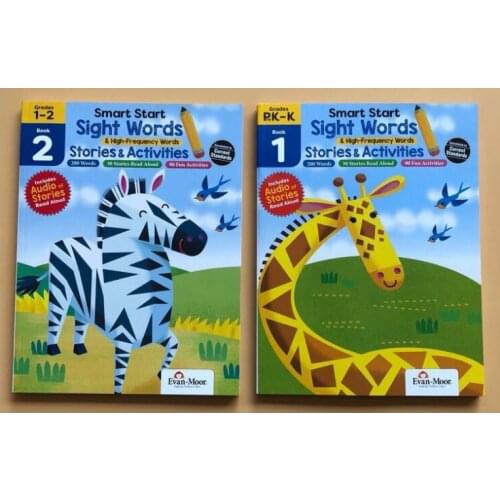 5-12 year Childrens English story book sight words english picture book help child be reader early education book 2pc/set