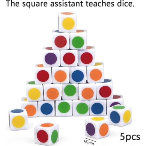 5Pcs 16mm Acrylic Kids Board Game Six Sided White Color Family Party Funny Table Dices Games Educational Toys High Quality