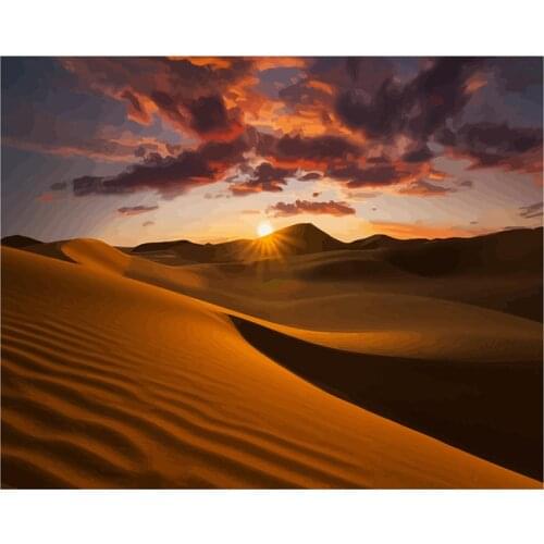 5D Diy Diamond Painting Desert sunrise colorful clouds Diamond Mosaic Cross stitch Square round Rhinestone Home DecorationZP-948