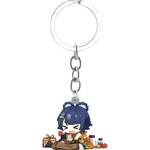 TAFREE Anime Resin Keychain Genshin Impact Venti Paimon Player Diluc Klee Man Key Chain For Womens Cute Bag Pendant Key Ring