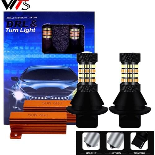 2pcs Car Daytime Running Light LED DRL P21W PY21W 1156 Auto Headlights White 7440 T20 Canbus Turn Signal Yellow Brake Lights 12V