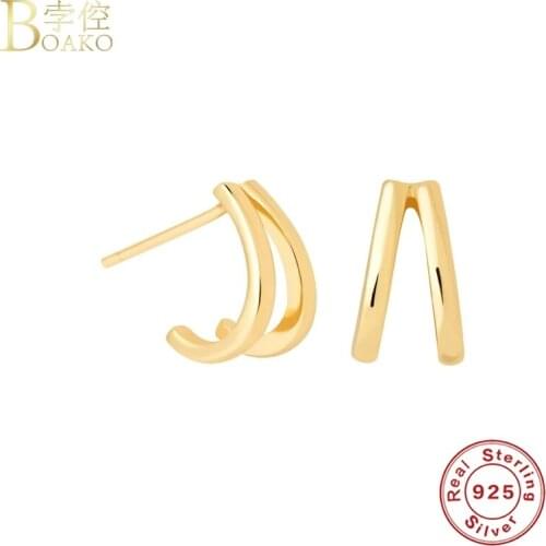 BOAKO Fine Jewelry S925 Silver Earrings For Women 2020 Hook Gold Pendiente Piercing Ohrringe Stud Earrings Brincos Aretes Gifts