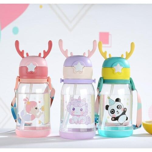 500ml Water Bottle Infant Cup Children Whale Sprays Water for Baby Play Learn Feeding Juice Milk Bottles Kids Cups with Straws