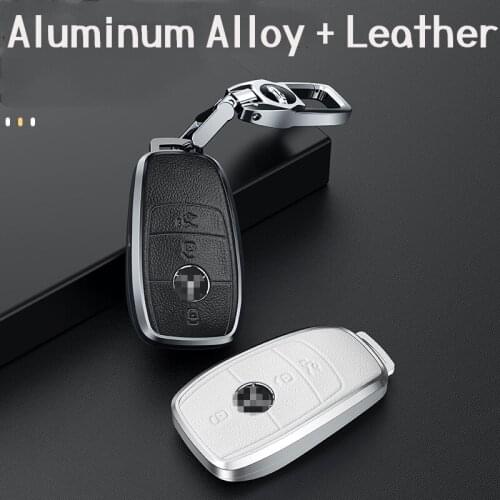 Aluminum Alloy Leather Car Key Case Cover for Mercedes Benz E C G M R S A Class C200 C260L Glc Cla Gla200 Key Shell Protector