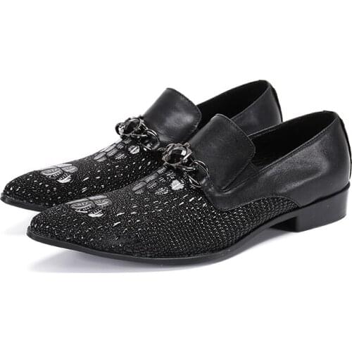 Black Brown Loafers Spring Summer Men Leather Shoes pointed Toe Derby Flats Elegant Formal Dress Male Oxford Calzado Hombre