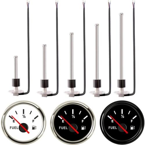 52MM Fuel Level Gauge With Fuel Level Sensor 150MM 175MM 200MM 275MM 350MM 400MM 0-190ohm Oil Liquid Tank Fuel Level Indicator