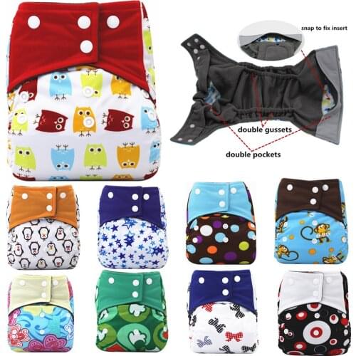Asenappy Double Gussets Baby Nappy All-in-two AI2 Bamboo Charcoal Cloth Diaper Reusable Eco-friendly Diaper New Pocket Diaper