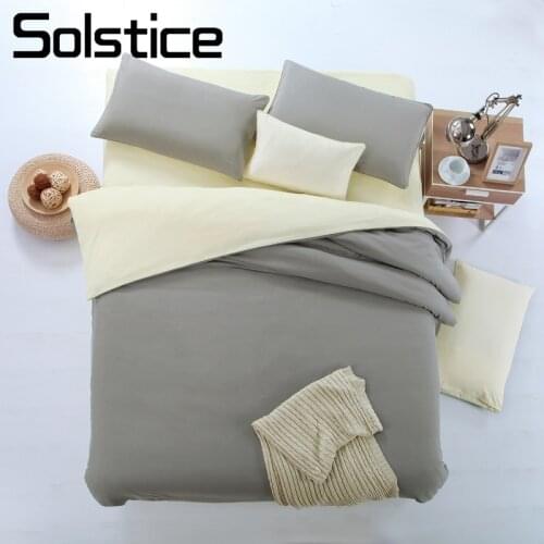 Solstice Home Textile Flat Sheet Pillowcase Duvet Cover Kits Plain Solid Beige Gray Bedding Suit Woman Girl Teen Adult Bed Linen