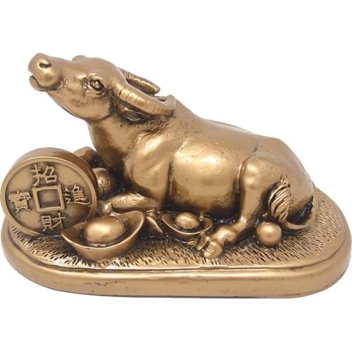 Fengshuisale 2021 Chinese Zodiac Year of The Wealth Ox Lucky Statue Figurine-Bring in The Big Money W4242-2