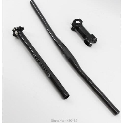 New Mountain bike 3K full carbon Flat horizontal handlebar Road carbon seatpost Alloy bicycle stem MTB bike parts sets Free ship