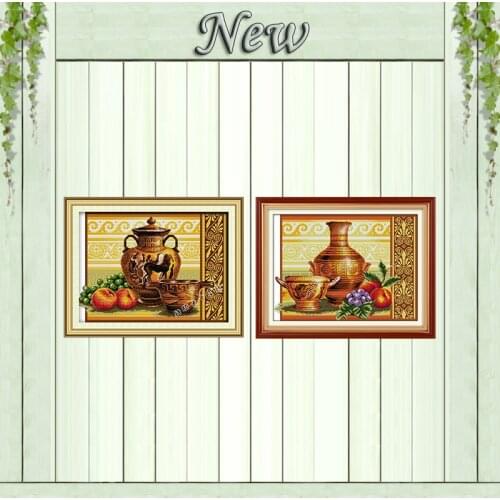 Pottery and fruit Grape diy decor paintings counted printed on canvas DMC 14CT 11CT Cross Stitch Needlework Sets Embroidery kits