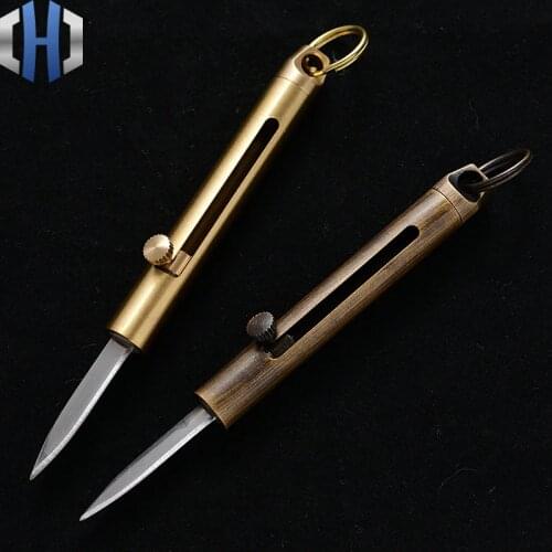 Brass Multi-function Mini Knife Self-defense Keychain Exquisite Outdoor Portable Demolition Knife EDC