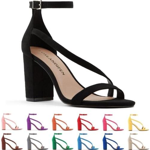 LOSLANDIFEN Womens large size fashion low with shallow sandals suede OL party wedding shoes business wear women 8309-7VE