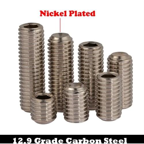 M2.5 M2.5*12/16 M2.5x12/16 12.9 Grade Nickel Plated Carbon Steel None Allen Head Hex Hexagon Socket Set Screw With Cup Point