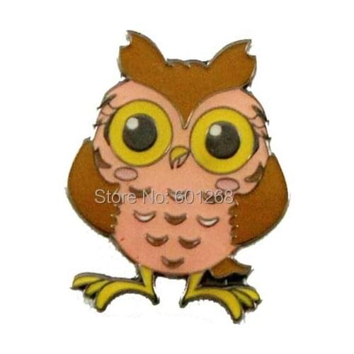 Lovely Owl Lapel Pins/Safety Pin Brass Plate with Painted and Epoxy Surface Accept Customized & MOQ100pcs