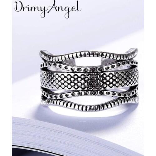Fashion Silver Color Big Layer Rings For Women Engagement Statement Finger Ring anillos
