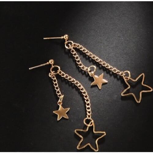 Fashion Silver Color Star Long Earrings Pentagram Tassel Earrings For Women Girl Exquisite Jewelry Gift Wholesale