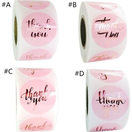 500pcs 1.5 Inch Pink Round Rose Gold Thank You Stickers Seal Labels for Baking Package Wedding Party Scrapbooking Decor