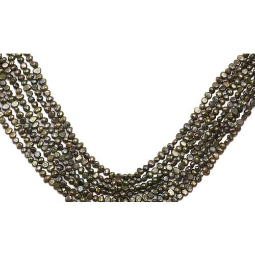 Genuine AAA Natural Pearl 4x7mm dark green brown baroque freshwater pearl loose beads DIY gift one strands Hole Approx 1mm