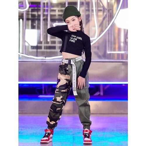 New 2021kids clothes camouflage clothing 3-piece childrens hip-hop jazz clothing girl catwalk fashion dance performance clothes