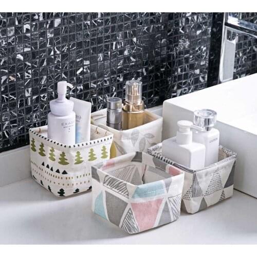 New Cotton Linen Desktop Storage Basket Cosmetic Sundries Storage Box Case Home Organizer Snacks Toy Container Makeup Organizer