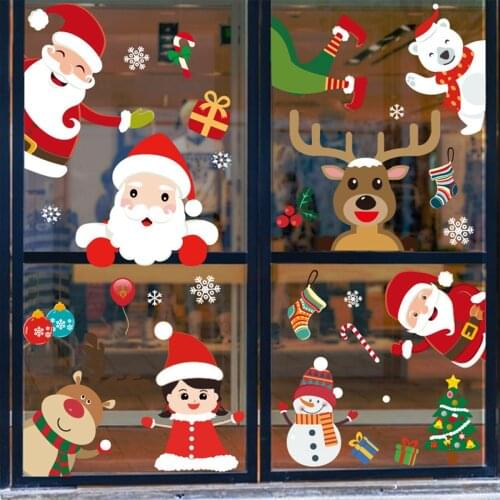 Christmas Window Stickers Merry Christmas Decorations For Home cristmas Ornament 2021 Navidad Noel Natal Xmas Gift New Year 2022
