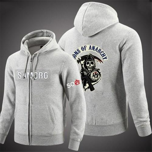 NEW Spring SAMCRO Hip Hop Sons Of Anarchy Hoodies For Man Print Unisex Tracksuit Woman Punk Coats Zipper College Jackets