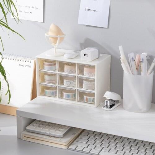 9 Grids Plastic Storage Box Drawer Stationery and Jewelry Dormitory Desk Makeup Organizer Beads Earrings Dormitory Storages
