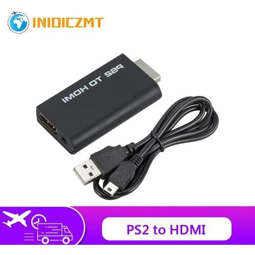 Support PS2 to HDMI Adapter 480i/480p/576i Audio Video Converter Adapter with 3.5mm Audio Output Supports All PS2 Display Modes