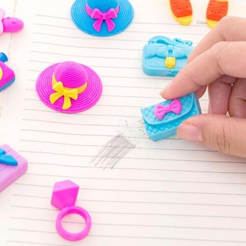 10packs South Korean high-heeled shoes handbag series Rubber Eraser for girl Tool School Stationery Creative Gift free shipping