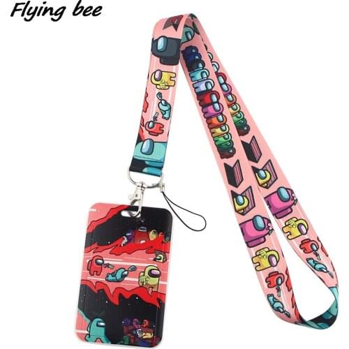 Flyingbee Cartoon Hot Game Robot Lanyard Credit Card ID Holder Bag Student Child Travel Bank Bus Business Card Cover Badge X1517