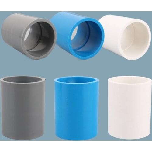 2pcs 20 25 32 40 50 mm PVC Pipe Straight Equal Connector 2 Way Joint Garden Irrigation Fish Tank Adapter Water Pipe Connector