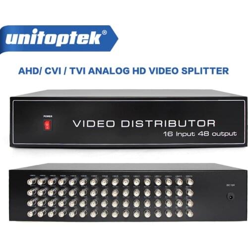 16 To 48CH Video Splitter/HD Distributor BNC 16Pcs Input 48Pcs Output,Support AHD/CVI/TVI Camera In&Out,Distance Max To 600M