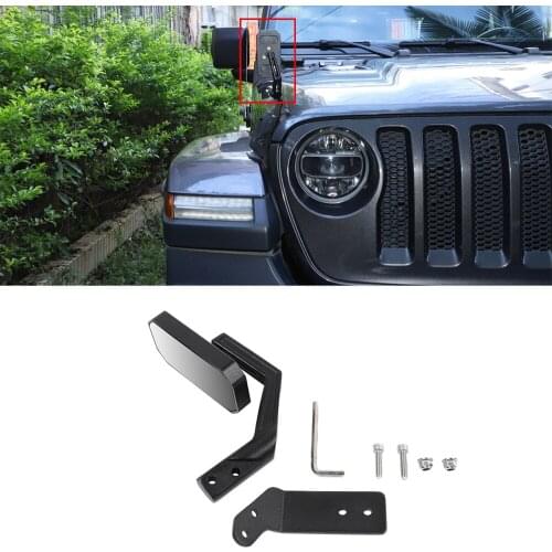 Car Exterior Hood Cover Backup Mirror for Jeep Wrangler JK 2007-2017 JL 2018 2019 2020 2021 Gladiator JT Car External Accessory