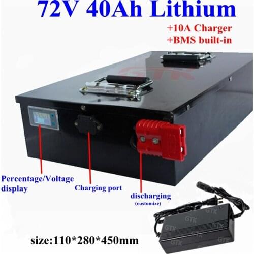 Waterproof 72v 40Ah lithium ion battery pack BMS 20S for 3000w 3500w motorcycle scooter tricycle bikes tricycle + 10A Charger