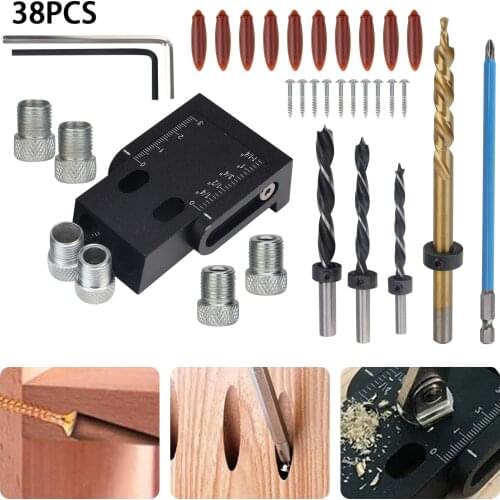 Recessed Hole Screw Fixture Pin Drill Woodworking Tool Kit Carpenter Rail Joint With 6/8/10mm Hole Drive Adapter Hole Locator