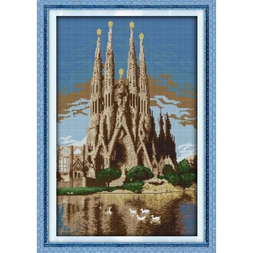 Castle in the sea cross stitch kit 18ct 14ct 11ct count printed canvas stitching embroidery DIY handmade needlework